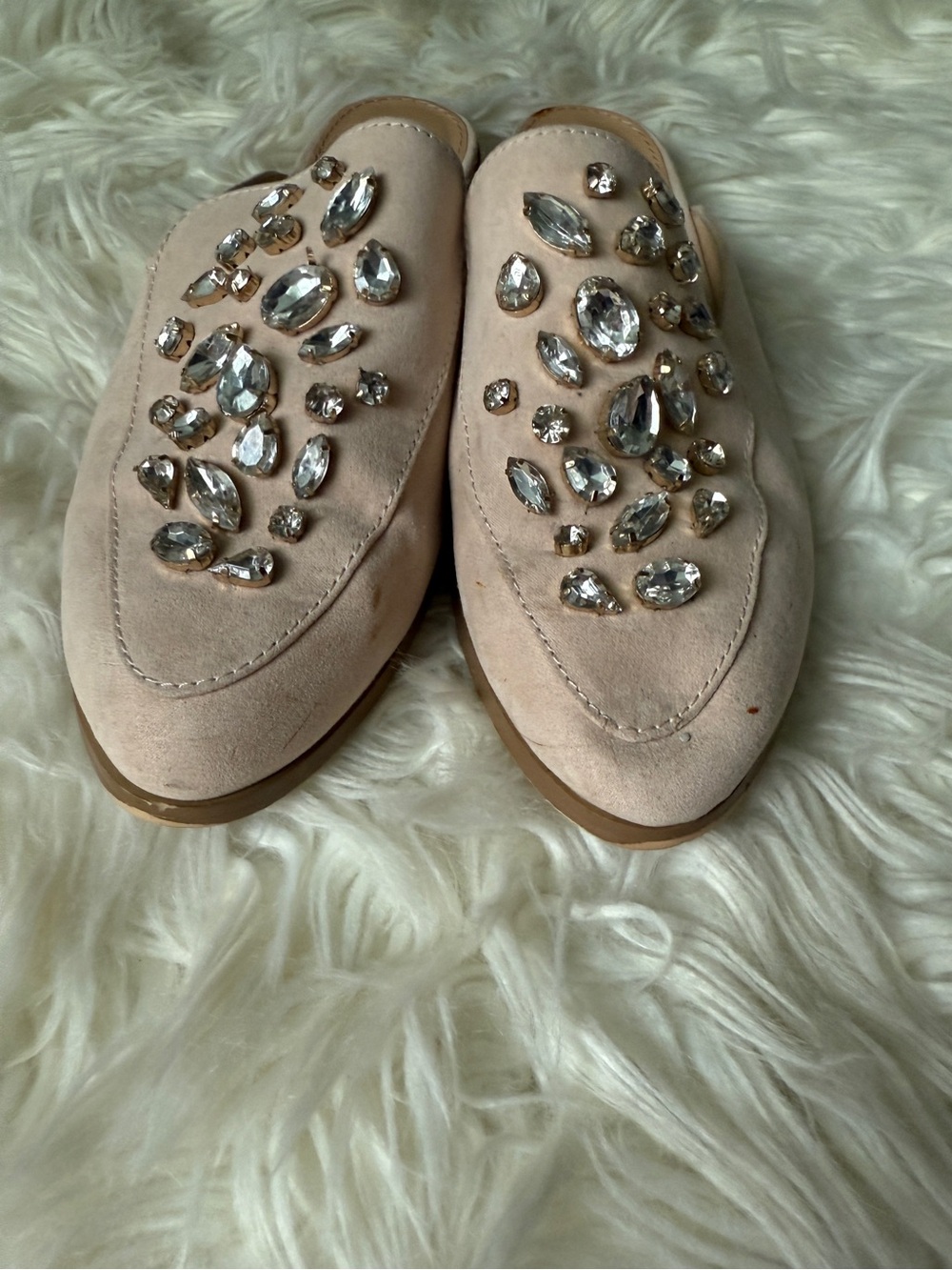Express Bejeweled Pink Mule Loafers Size 8 - Picture 3 of 7